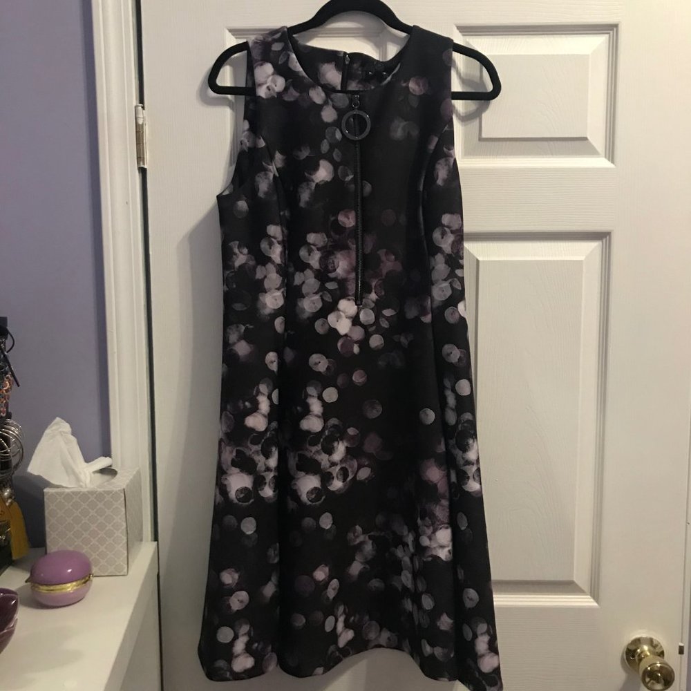 DKNY Fit and Flare Sleeveless Dress with Half Zip